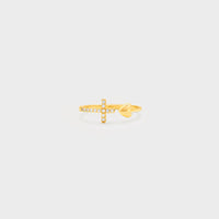 Heart Shape Cross Inlaid Zircon Open Ring