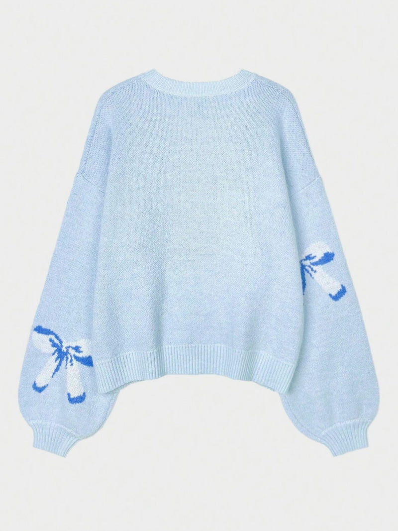 Bow Round Neck Long Sleeve Sweater