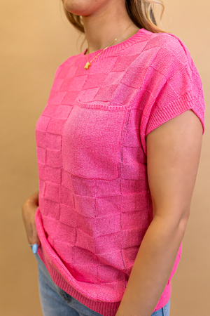 Leslie Short Sleeve Sweater in Pink