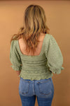 Chelsey Eyelet Knit Top in Sage