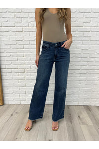 Addie Mid Rise Vintage Wash Wide Leg Jeans