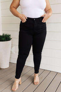 Audrey High Rise Tummy Control Classic Skinny Jeans in Black