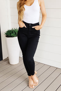 Audrey High Rise Tummy Control Classic Skinny Jeans in Black