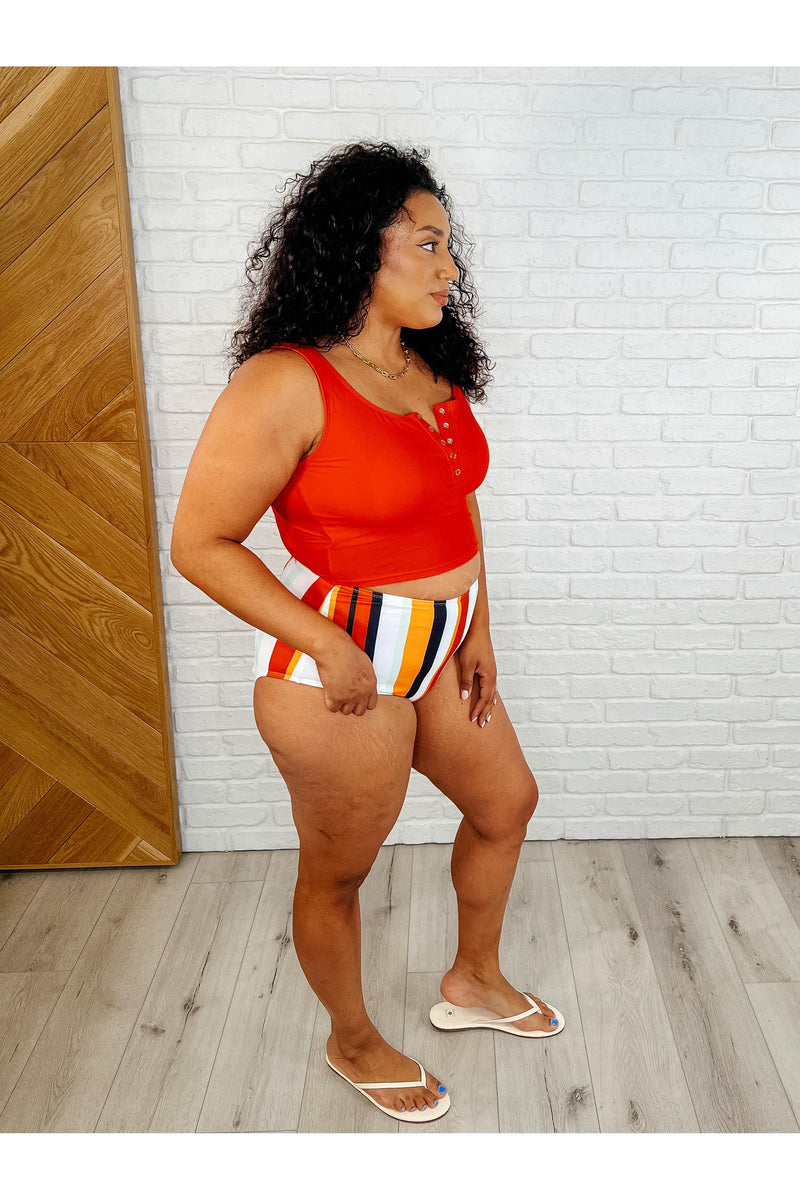 Bermuda Snap Up Swim Top in Red