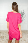 Buttery Soft V-Neck Bike Short Set in Hot Pink