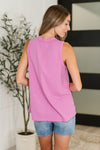 Buttoned Up Buttercup Sleeveless Top in Magenta Glow