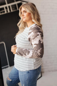 Camo & Stripes Raglan Top