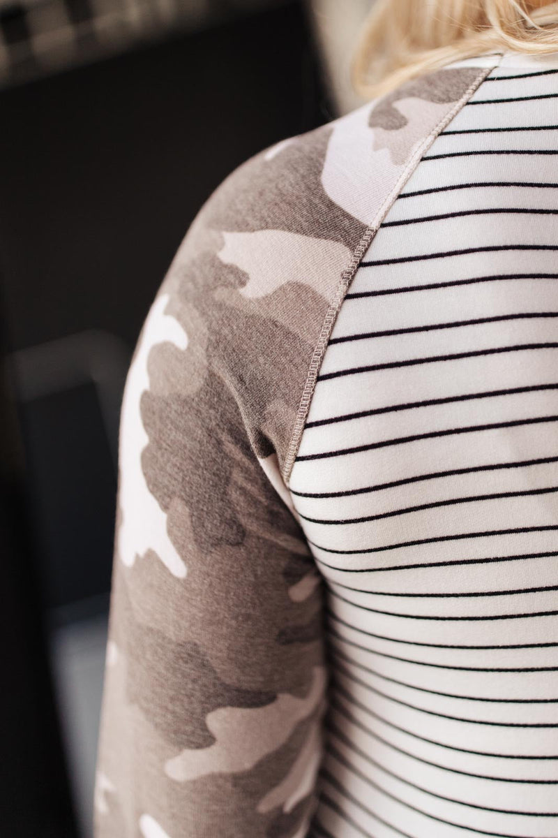 Camo & Stripes Raglan Top