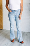 Caroline Mid Rise Control Distressed Flare Jeans