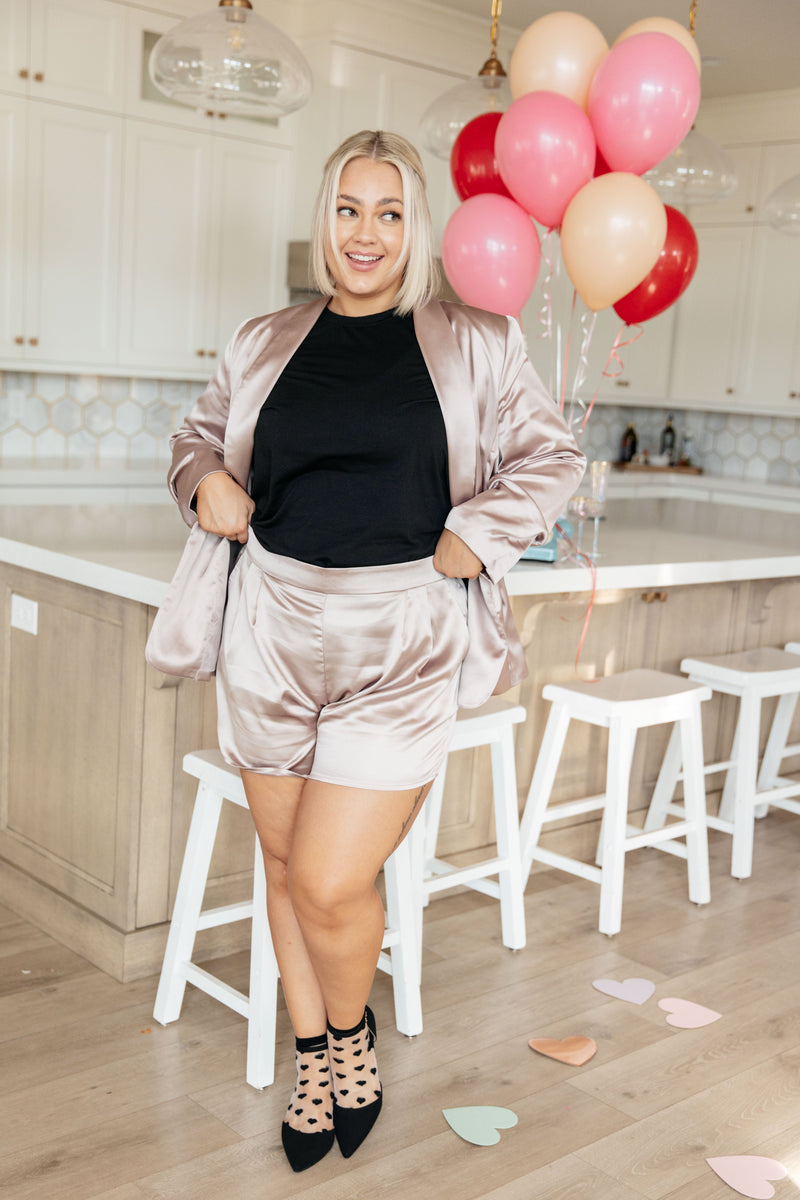 Champagne and Roses Satin Blazer