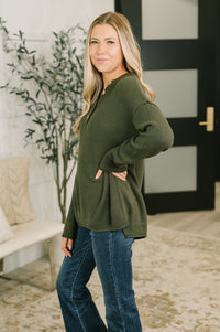 Come Together Henley Casual Top in Dark Olive