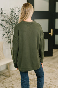 Come Together Henley Casual Top in Dark Olive