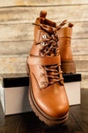 Pat Lace Up Bootie in Camel