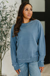 Daily Ease Mineral Wash Pullover in Dusty Blue