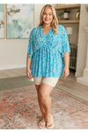 Dreamer Peplum Top in Blue and Teal Paisley