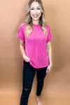 Brea Ribbed Top in Hot Pink