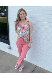 Elaine Floral V-Neck Jersey