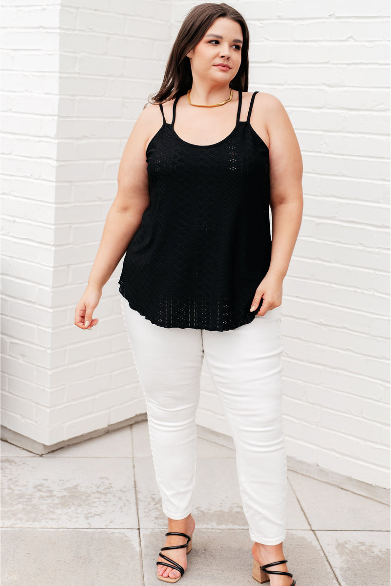 Eye on the Prize Eyelet Tank in Black