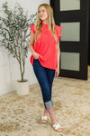 Float This Way Flutter Sleeve Blouse in Coral