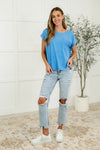 Heathered Harmony Basic Tee in Ocean Blue