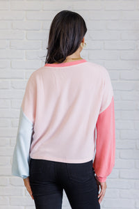 Hit Me With Your Best Shot Colorblock Top in Light Pink