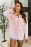 Hot & Unbothered Full Front Button Down Shacket in Pink