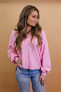 Penny Pink Long Sleeve Knit Top