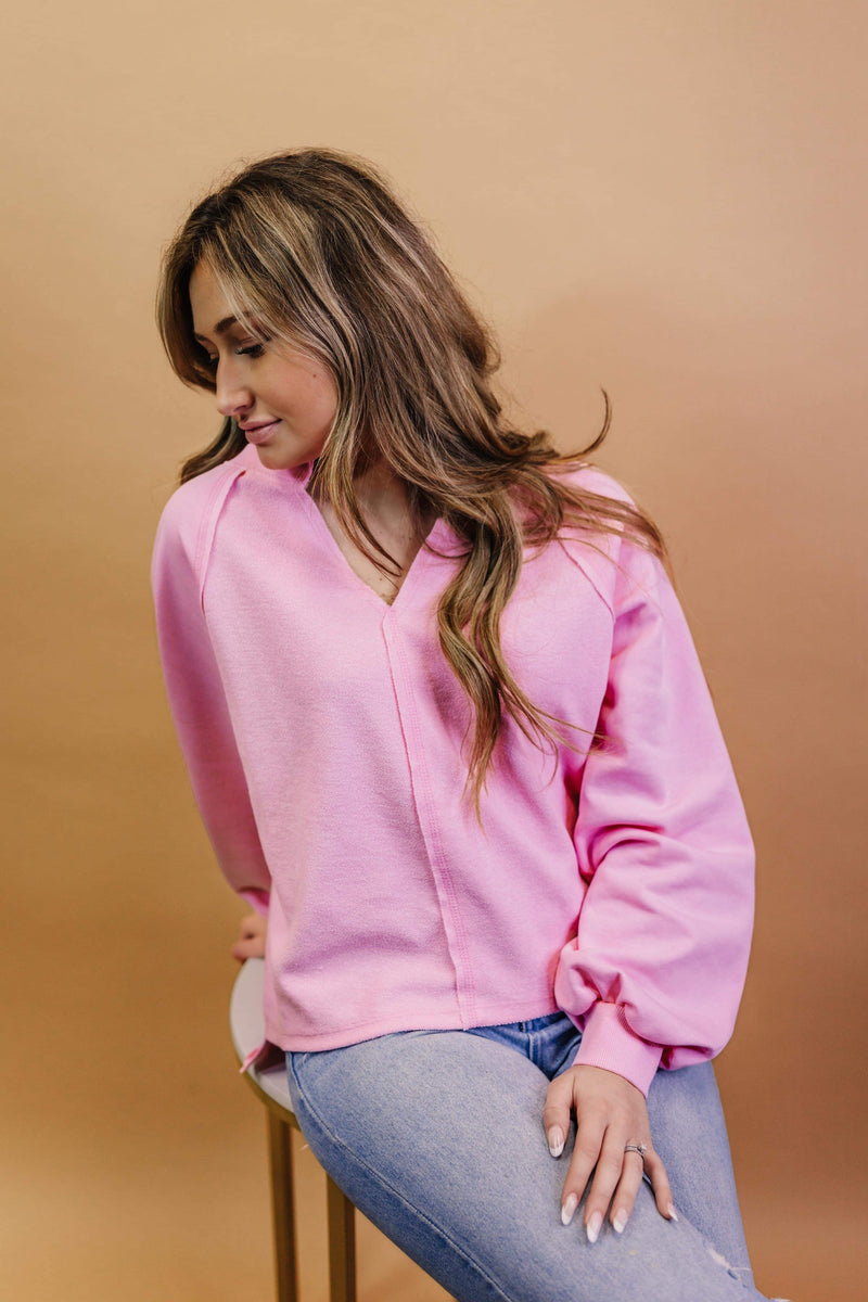 Penny Pink Long Sleeve Knit Top