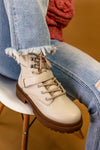 Pat Lace Up Bootie in Off White