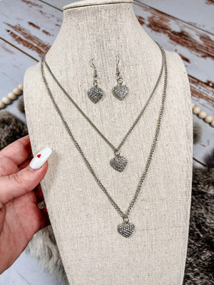 Double Layered Heart Necklace Set