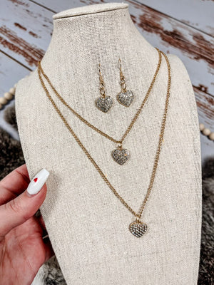 Double Layered Heart Necklace Set
