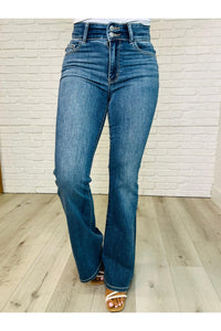 Ariana High Rise Double Button Waistband Flare Jeans