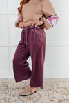 In or Out Wide Leg Cropped Pants in Eggplant