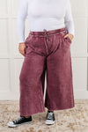 In or Out Wide Leg Cropped Pants in Eggplant