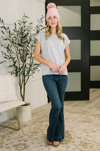 It Starts Here Basic Rolled Sleeve Tee in H Grey