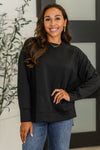 It's The Little Things Relaxed Scuba Pullover in Black