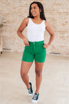 Jenna High Rise Tummy Control Cuffed Shorts in Green