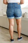 Jessica High Rise Tummy Control Vintage Wash Cuffed Shorts