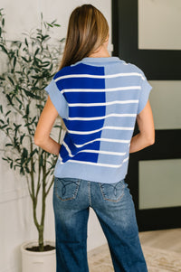 Lonely Traveler Striped Quarter Zip Vest in Blue