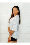 Loosely Speaking Oversized Basic Top in Lt Grey