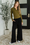 Lounge Line Wide Leg Sweats in Black