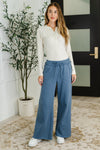 Lounge Line Wide Leg Sweats in Dusty Blue