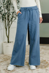Lounge Line Wide Leg Sweats in Dusty Blue