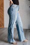 Melia High Rise Side Seam Detail Wide Leg Jeans