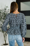 Muse Moves High Neck Peplum Blouse in Black