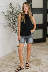New Normal Pleat Detail Sleeveless Top in Black