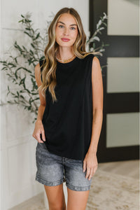 New Normal Pleat Detail Sleeveless Top in Black