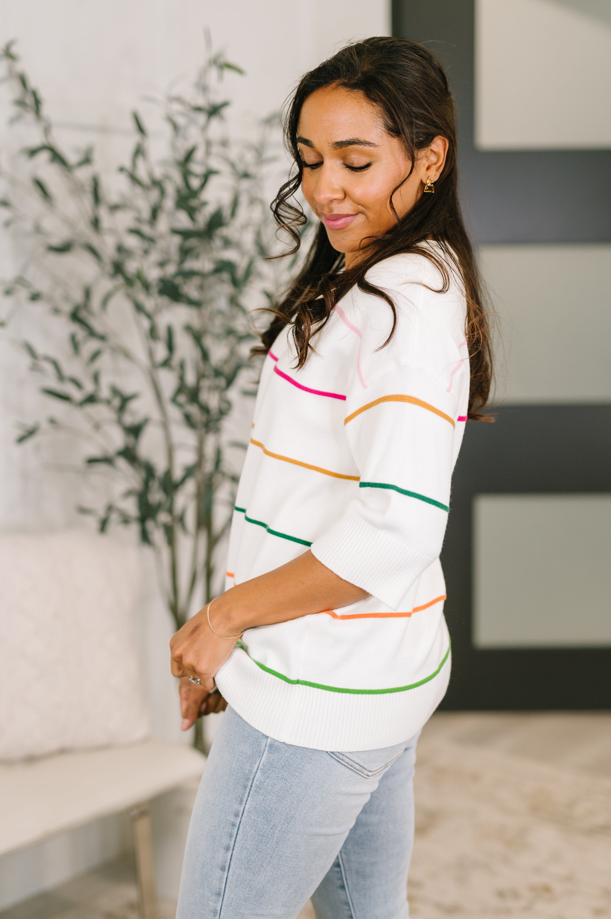 Normal Volume Striped Sweater