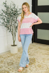 Parlour Picnic Color Block Knit Top in Pink