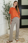 Peachy Keen Straight Leg Trousers in Stone Taupe